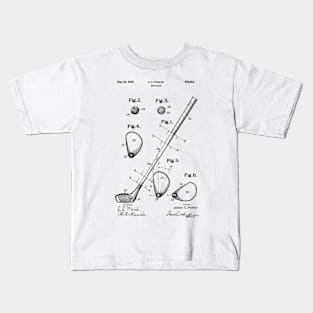 PATENT DRAWING / 1910 - Golf Club - black Kids T-Shirt